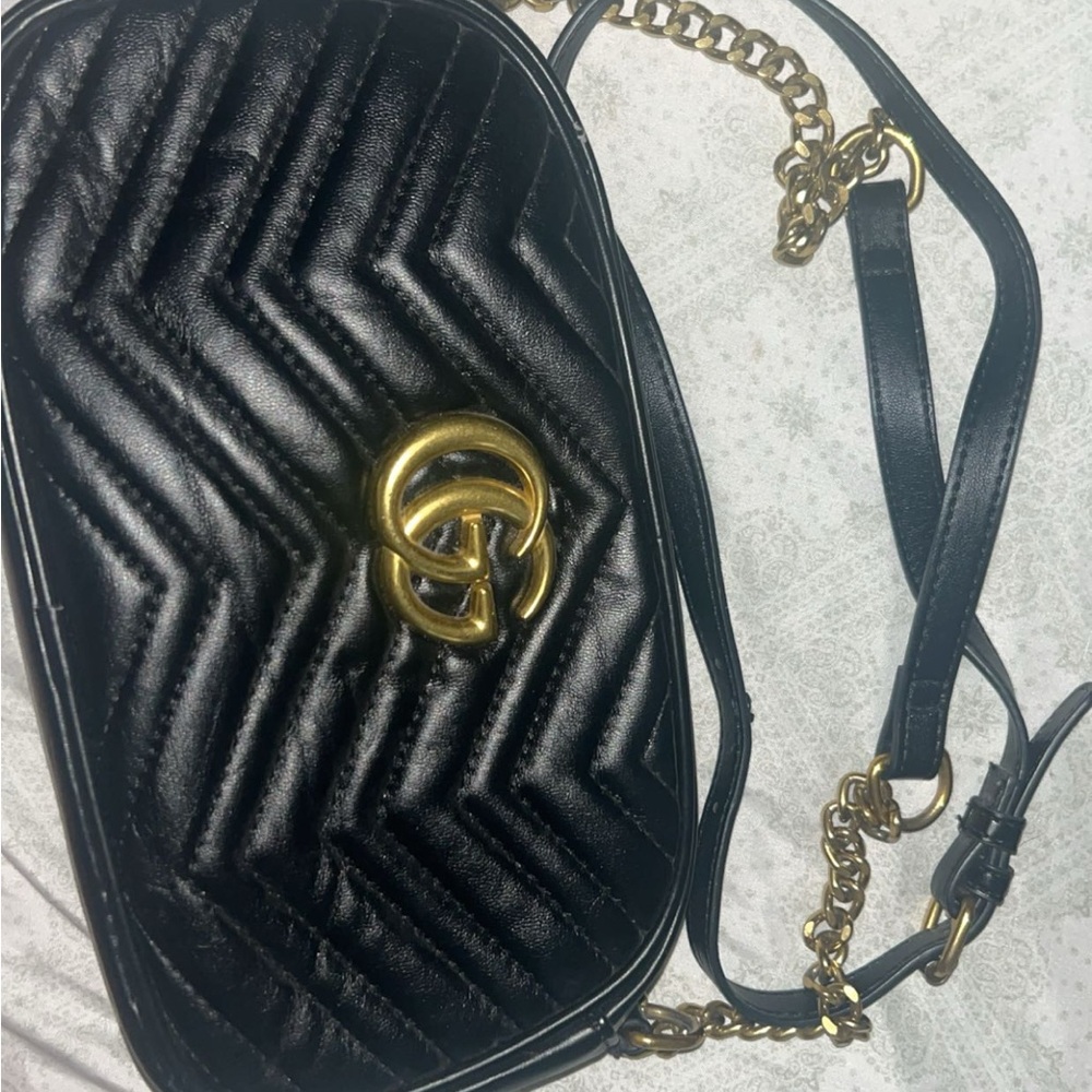 Black Quilted Leather Crossbody Bag
